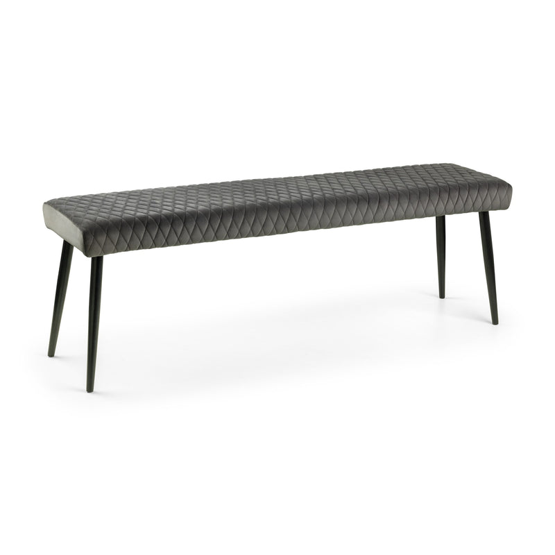 Black bench with cushion on a white background
