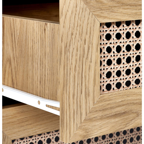 Wooden cabinet with geometric patterned door