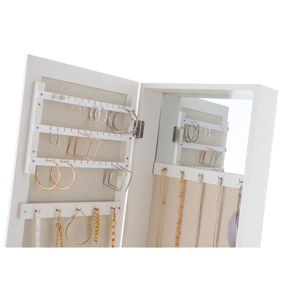 Jewelry organizer with mirror on a white background