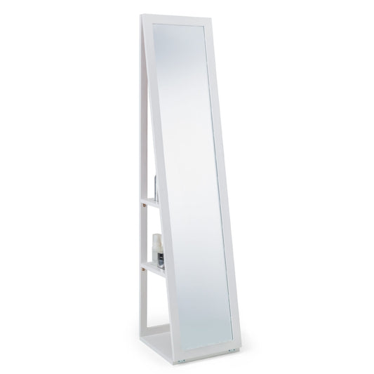 White standing mirror on a white background