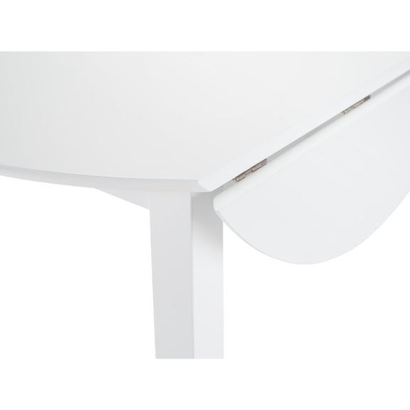 Close-up of a white table corner on a white background