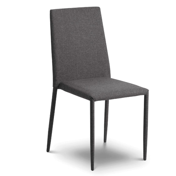 Gray upholstered chair on a white background