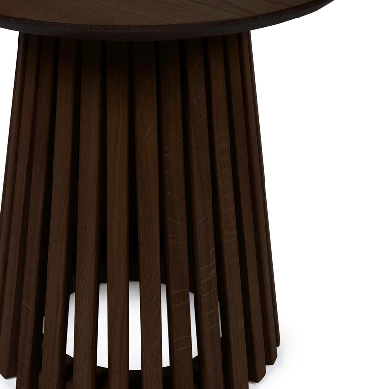 Brown cylindrical stool on a white background