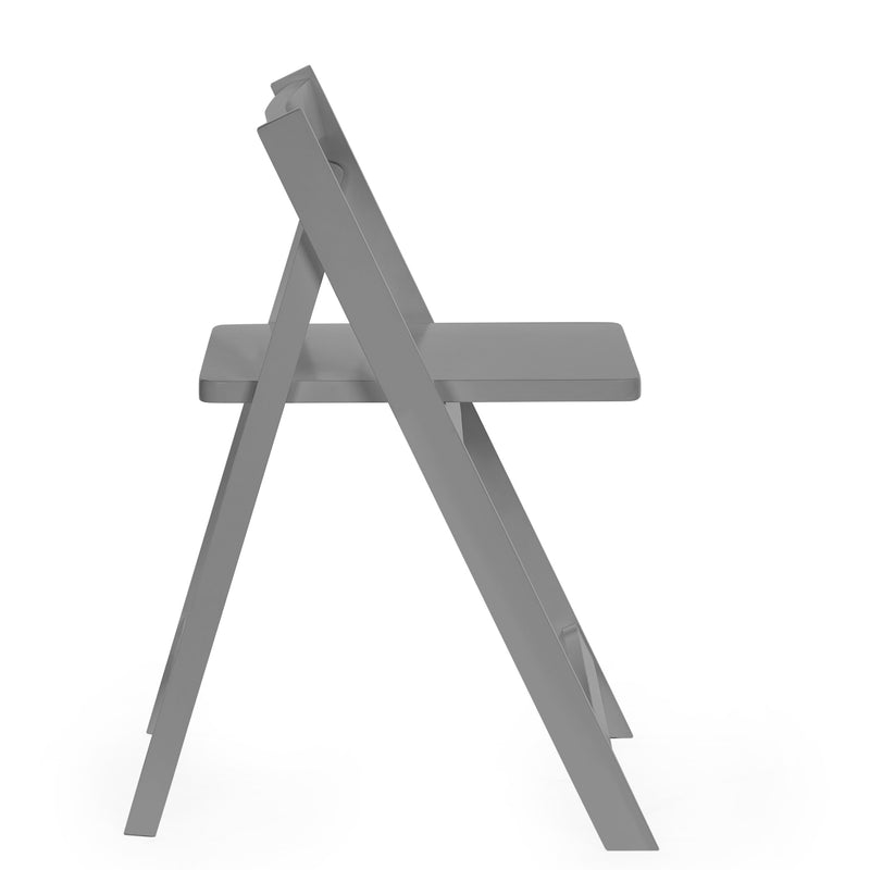 Gray folding chair on a white background