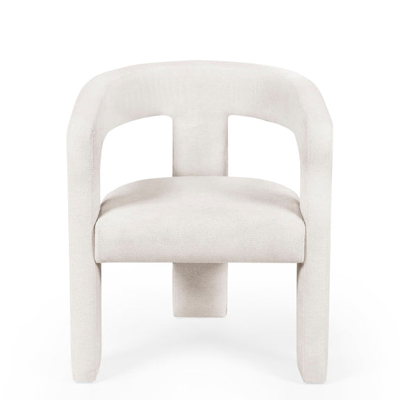 White chair with a minimalist design on a white background
