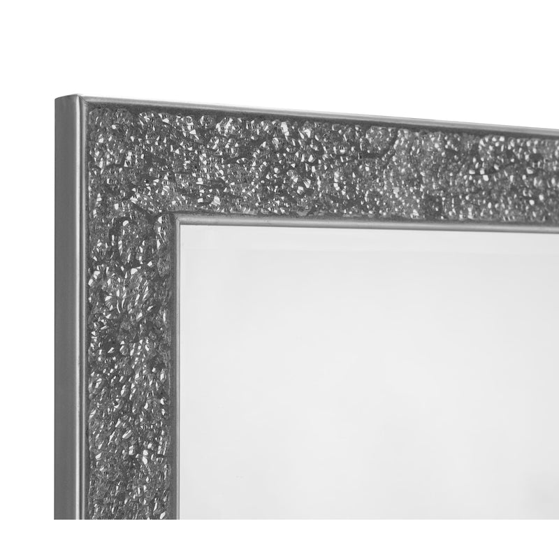 Silver glittery frame on a white background