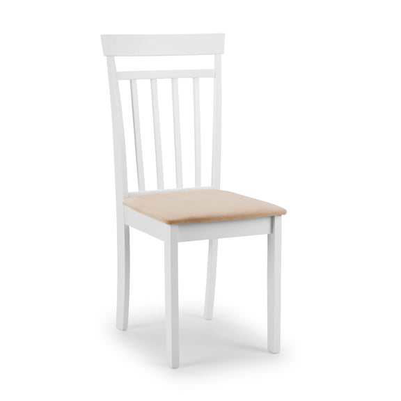White chair with a wooden seat on a white background