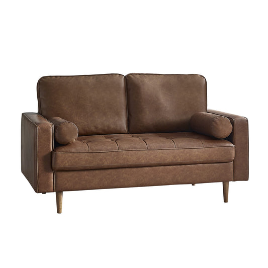 Brown leather sofa on a white background