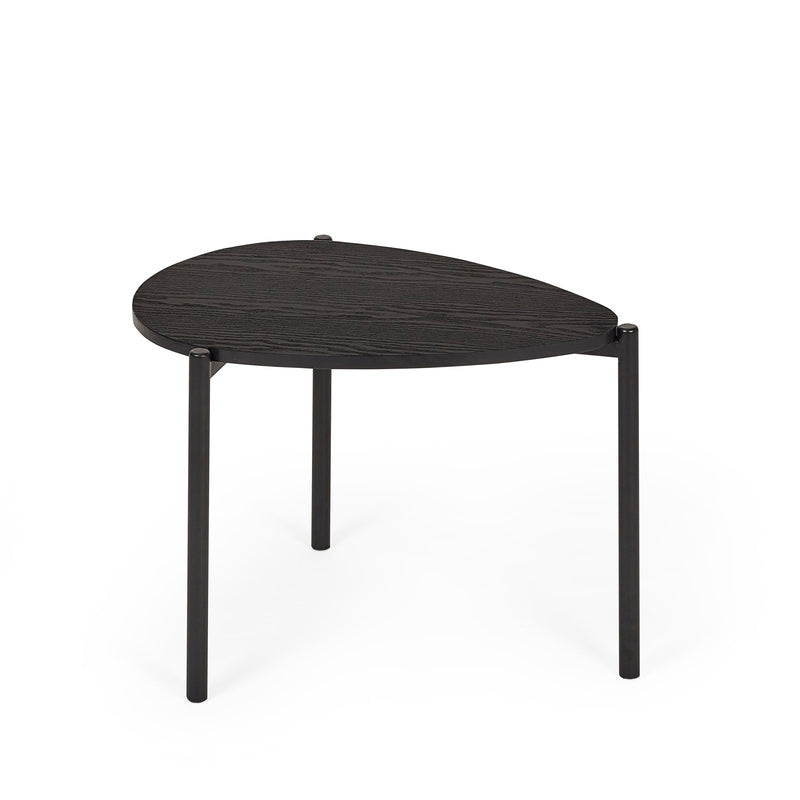 Black wicker outdoor table on a white background