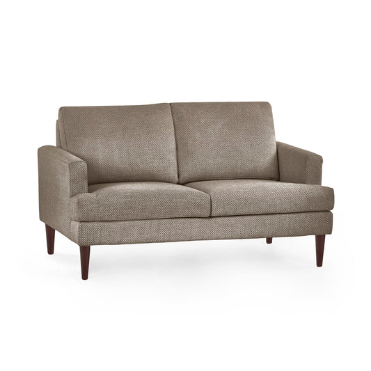 Gray sofa with wooden legs on a white background