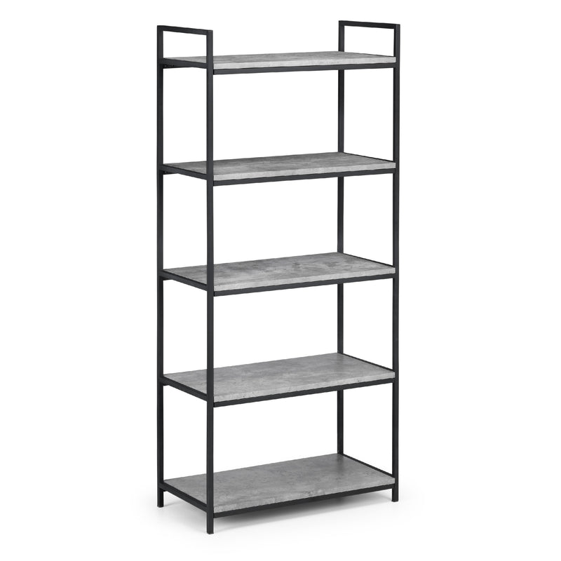 Bookshelf with five shelves on a white background