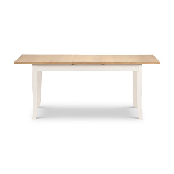 Wooden table with white base on a white background