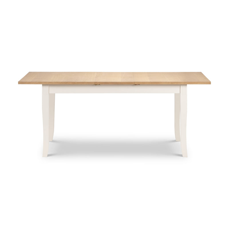 Wooden table with white base on a white background