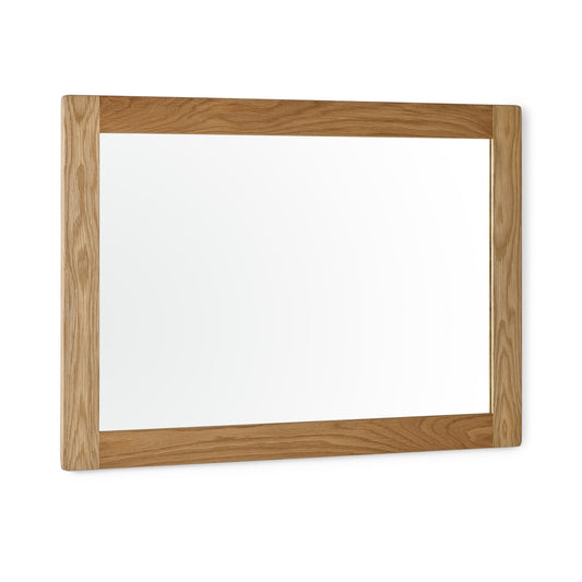 Wooden-framed mirror on a white background