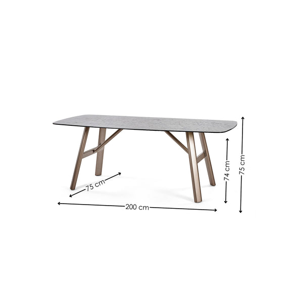 Rectangular table with dimensions labeled on a white background