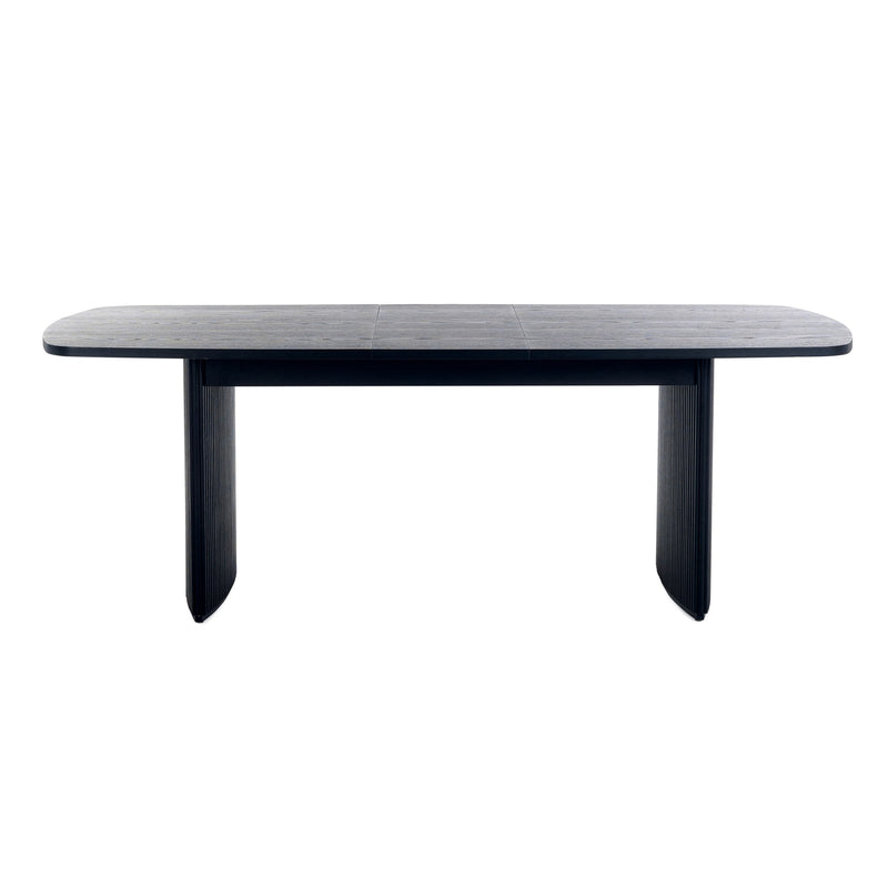 Black rectangular table on a white background