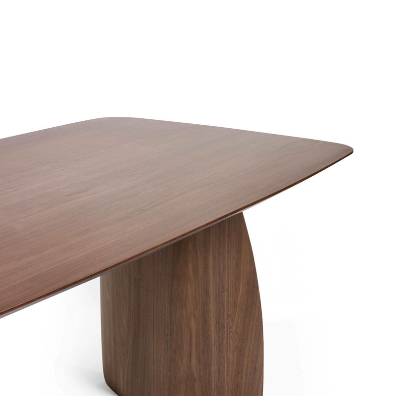 Wooden dining table with a white background