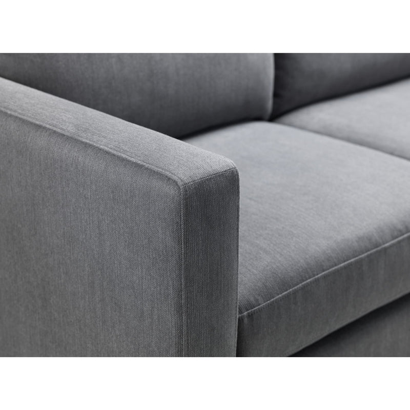 Gray fabric corner of a sofa on a white background