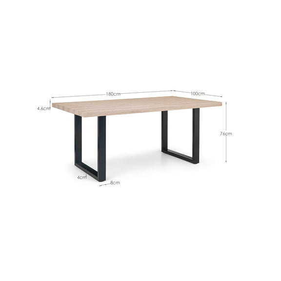 Table with dimensions labeled on a white background