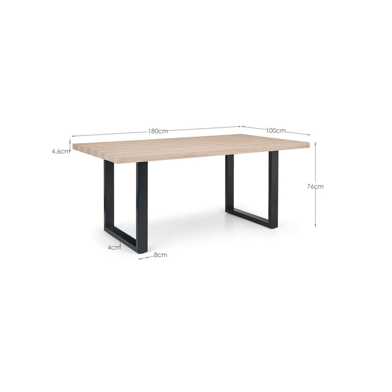 Table with dimensions labeled on a white background