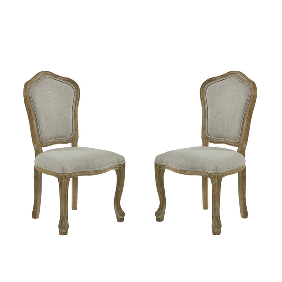 Pair of wooden chairs with upholstered seats on a white background
