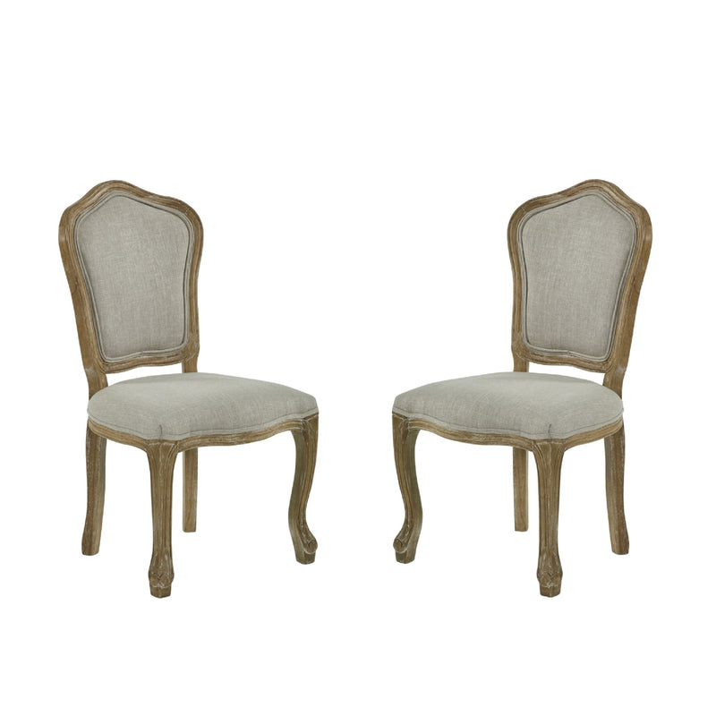 Pair of wooden chairs with upholstered seats on a white background
