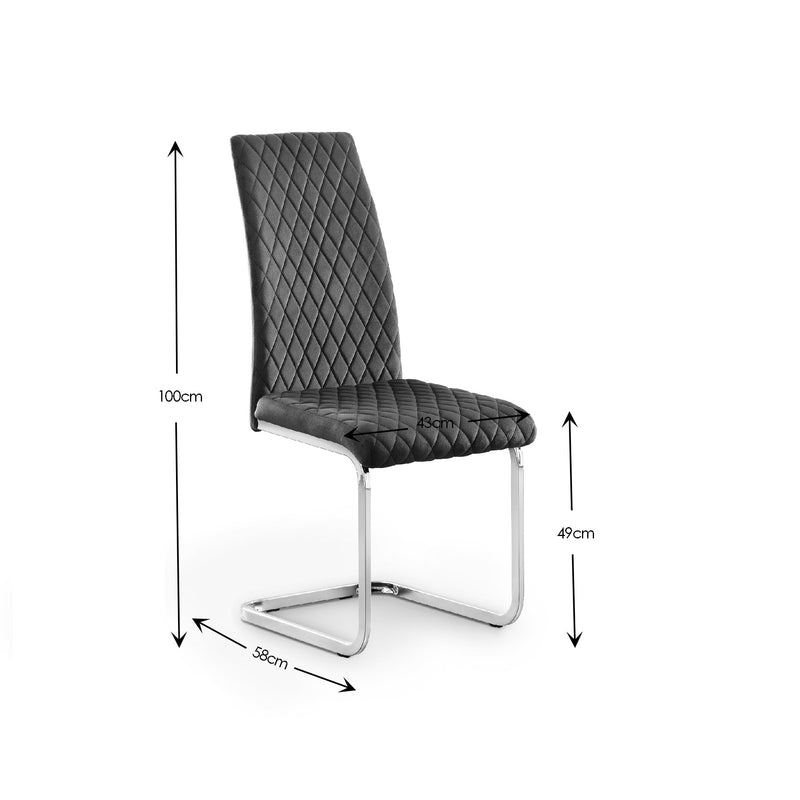Black quilted chair with chrome legs on a white background
