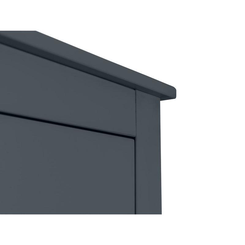 Dark gray wooden cabinet corner on a white background