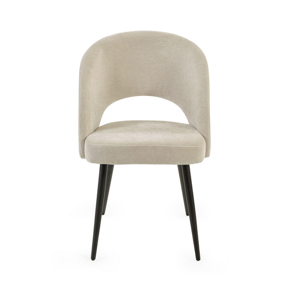 Beige chair with black legs on a white background