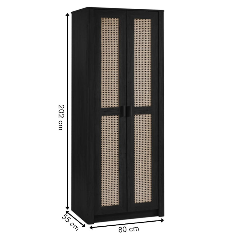 Sydney 2 Door Wardrobe 80cm - Black