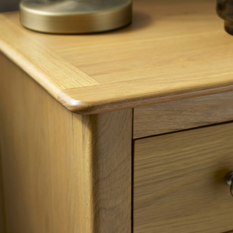 Close-up of a wooden drawer with a smooth finish