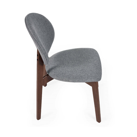 Chair with gray upholstered seat and backrest on a white background