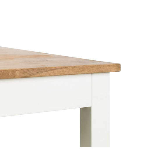 Close-up of a wooden table top on a white background