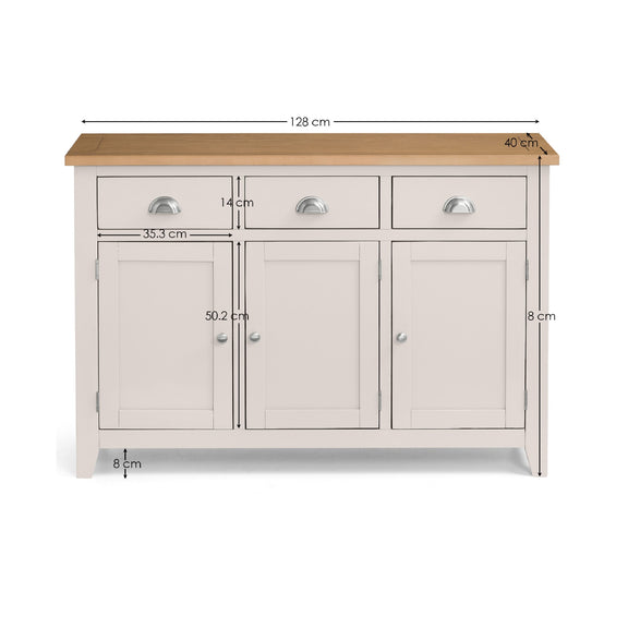 Furniture with dimensions labeled on a white background