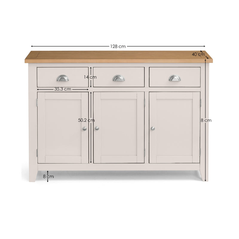 Furniture with dimensions labeled on a white background
