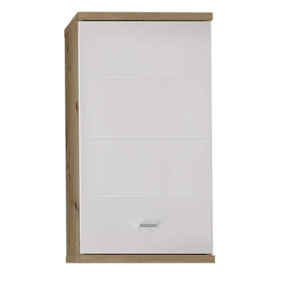 White wardrobe with wooden frame on a white background