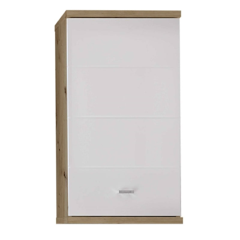 White wardrobe with wooden frame on a white background