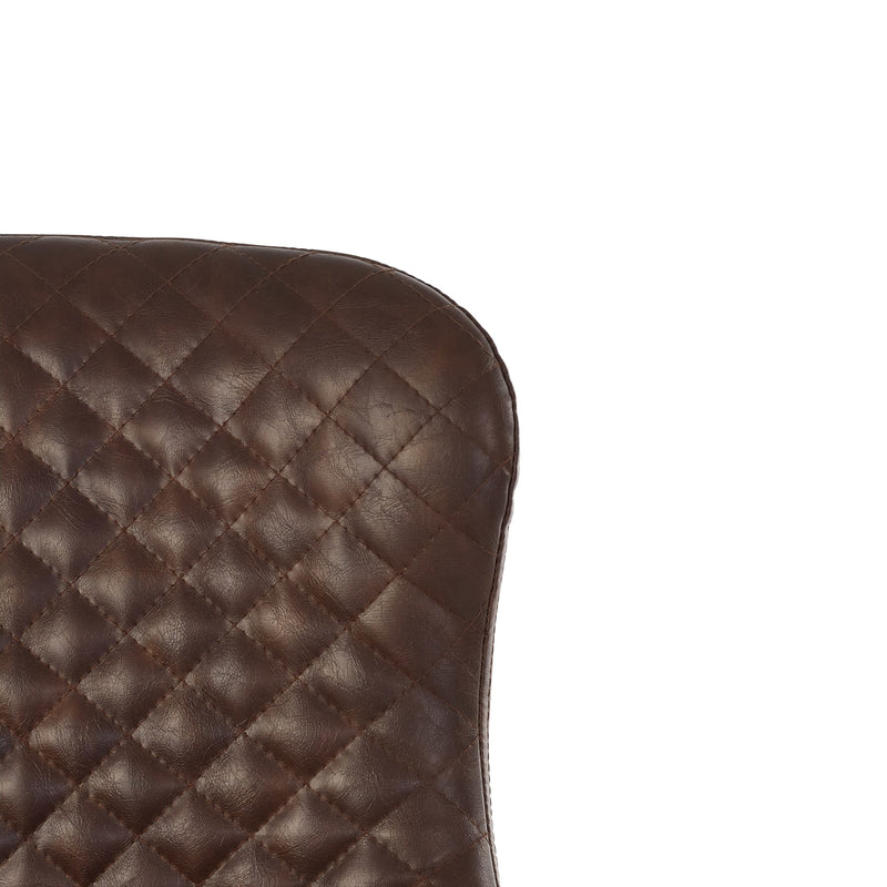 Brown quilted leather seat cover on a white background