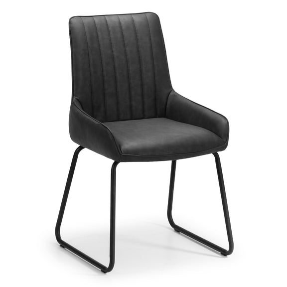 Black chair with a modern design on a white background