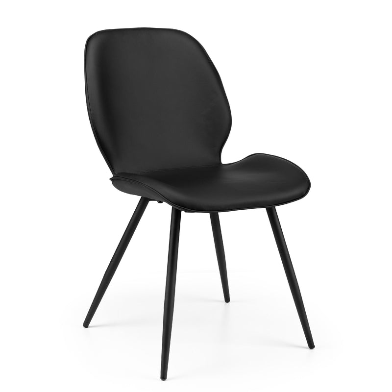 Black chair with a minimalist design on a white background