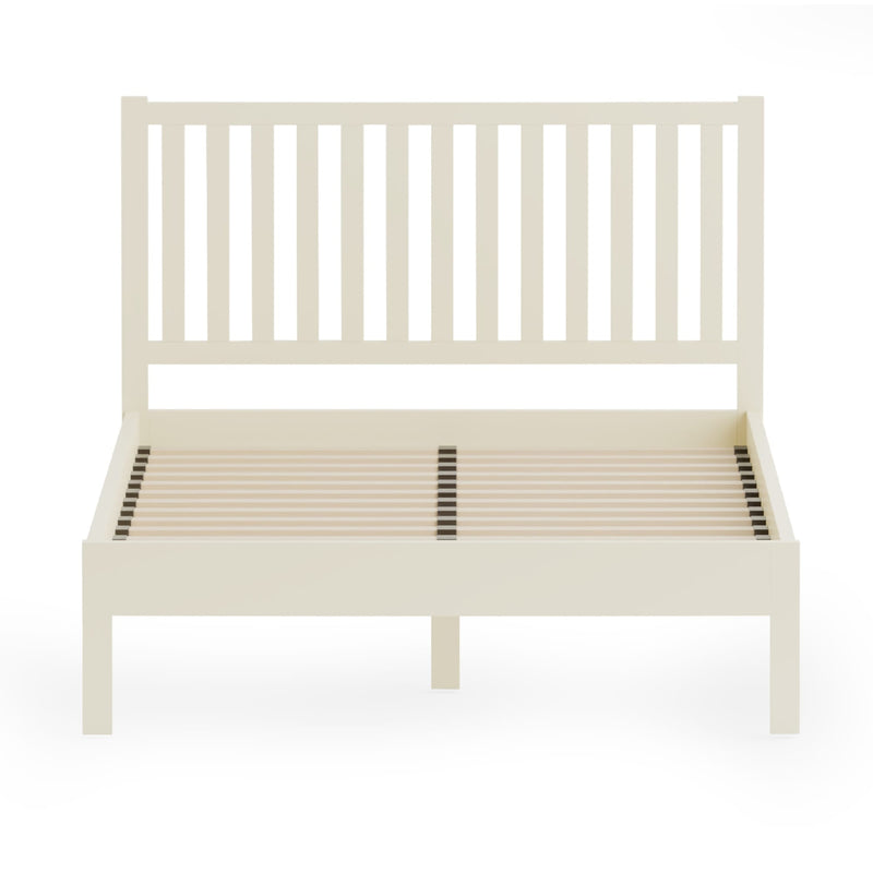 White wooden bed frame on a white background