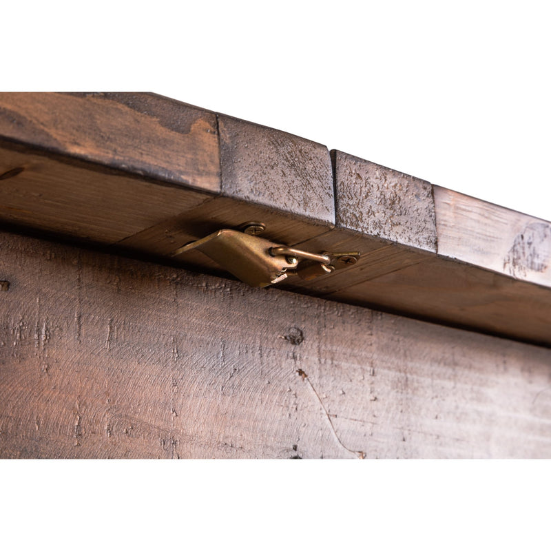 Close-up of wooden beams with a metal bracket on a white background