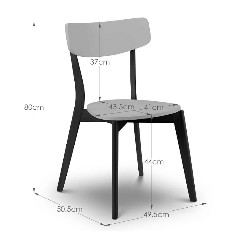 Chair with dimensions labeled on a white background