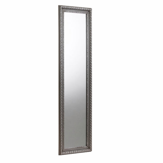 Silver-framed mirror on a white background