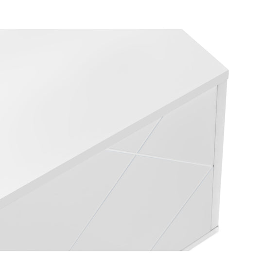 White rectangular box with a geometric design on a white background