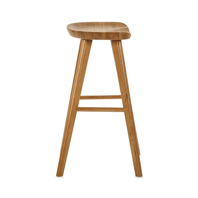 Wooden bar stool on a white background