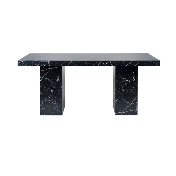 Black marble console table on a white background