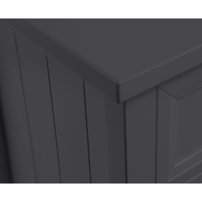 Dark gray cabinet with a geometric pattern on a white background