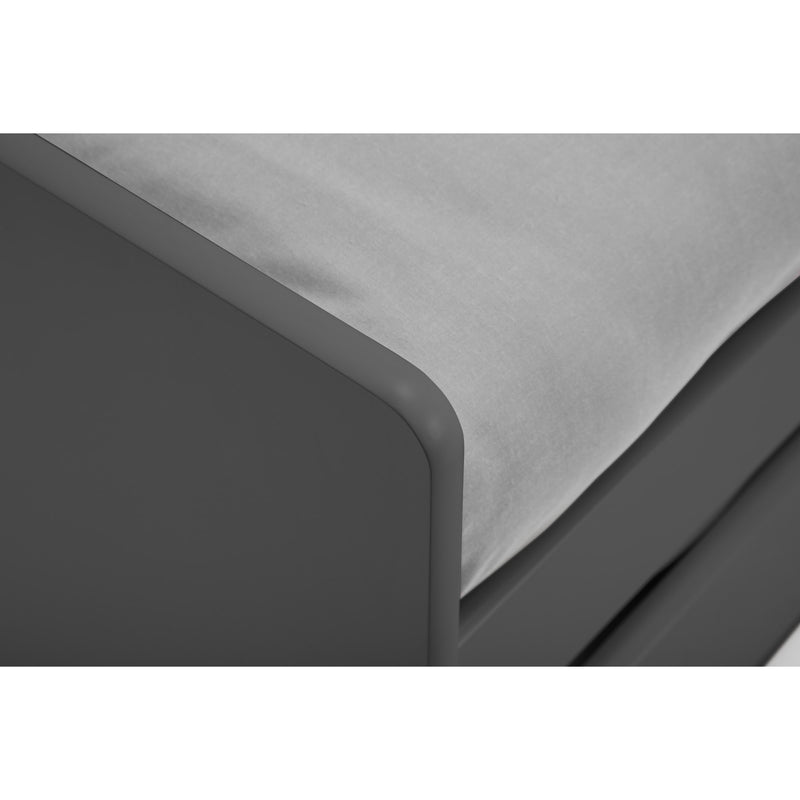 Close-up of a gray metal frame with a textured surface