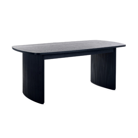 Black rectangular table on a white background